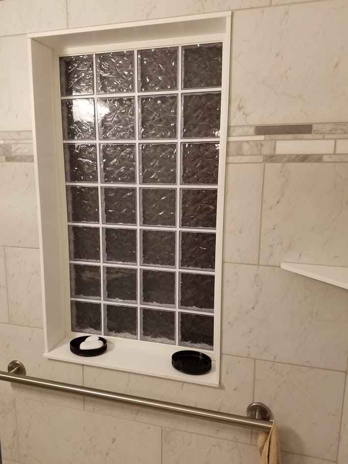 glass block shower window