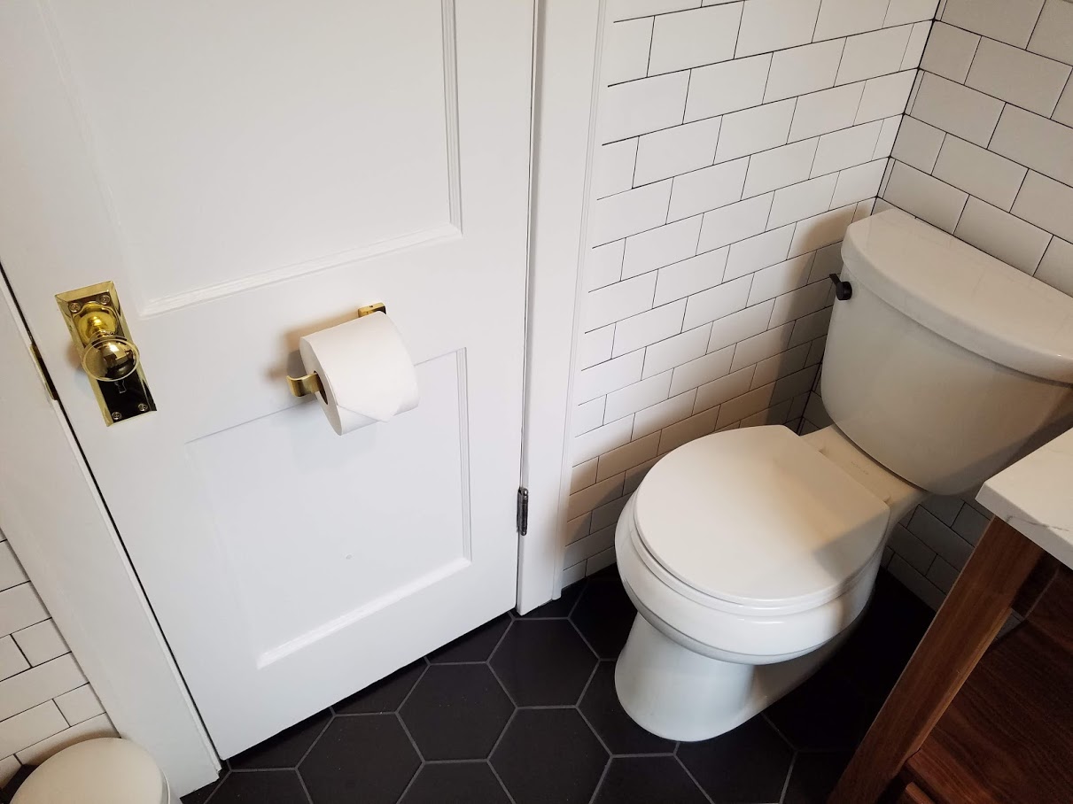 white and black bathroom