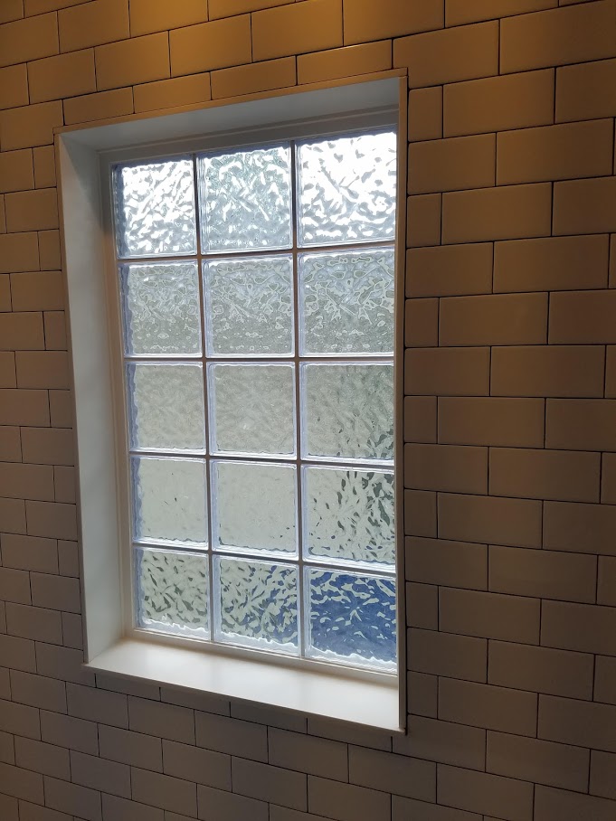 glass block window in shower