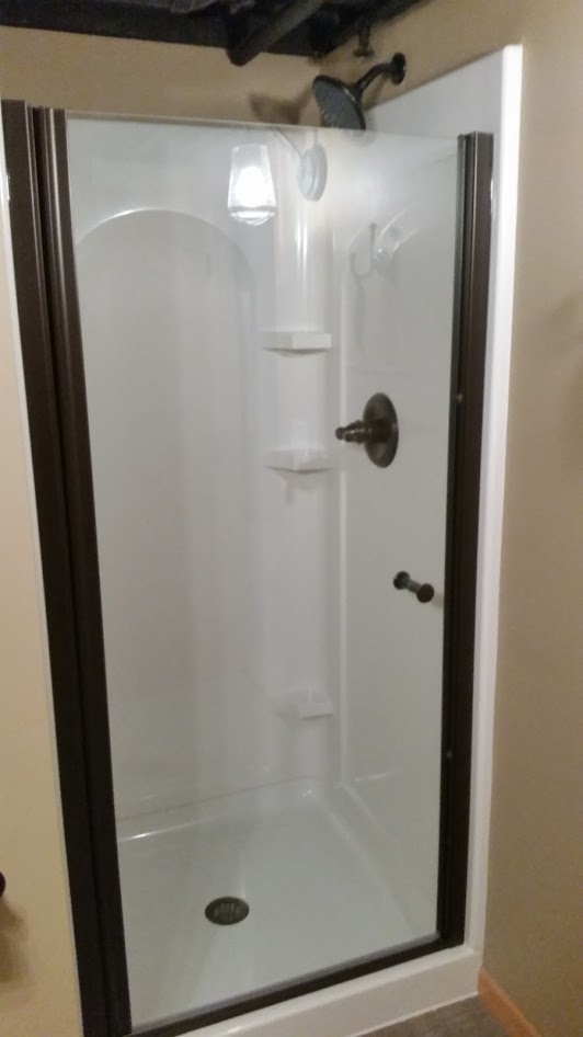 shower with glass door