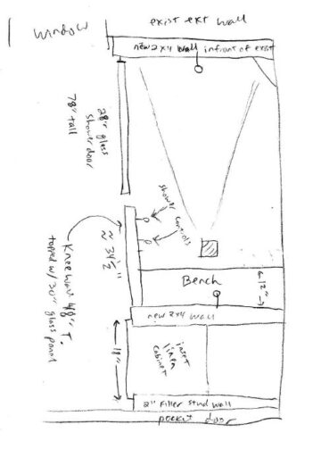 hand drawn shower concept – Allrounder Remodeling Inc.